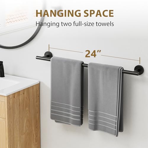 Matte Black Towel Bar 24-inch Hangers