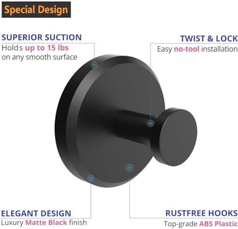 Sleek 2-Piece Suction Cup Hooks