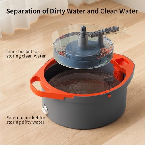Ultimate Spin Mop Bucket Set with Separate Water 360 Rotation Power-Free Design