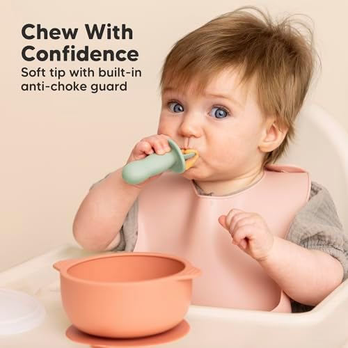 4-Pack Silicone Baby Spoons 2-Pack Bib Set