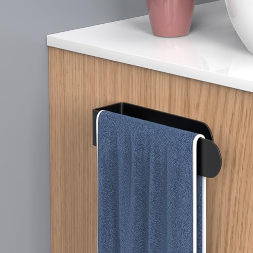 HUFEEOH Stainless Steel Hand Towel Holder Black Self-Adhesive