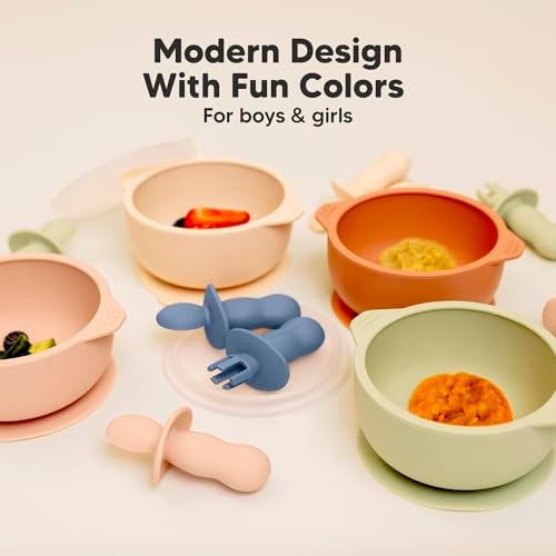 KeaBabies 4-Pack Silicone Baby Spoons Forks Set