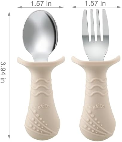 PandaEar Toddler Flatware Set with Silicone and Anti-Choke Design 6-Piece