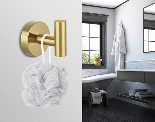 4-Piece Gold Stainless Steel Towel Robe Hook Set