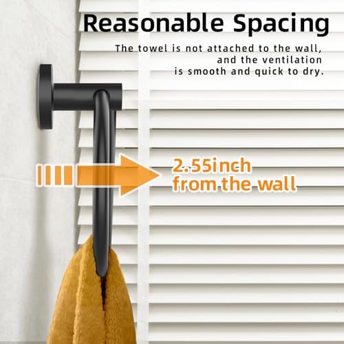 Z-TIISON Modern Luxury Matte Black 2-Pack Stainless Steel Towel Ring