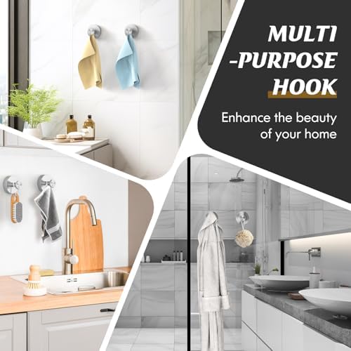 Sleek Durable Suction Cup Shower Hooks Silver