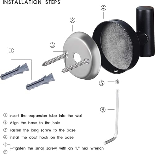 Homagic Stainless Steel Towel Hooks 4-Piece Set Black Durable Bathroom Closet Hangers