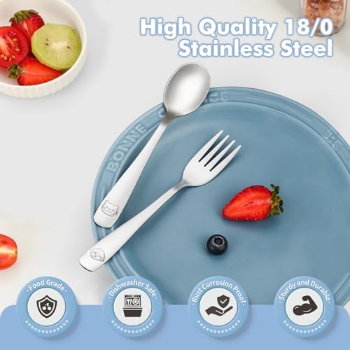 DRKIO 6-Piece Stainless Steel Flatware Set for Kids