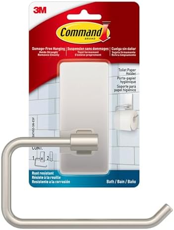 Command Toilet Paper Holder Satin Nickel Rust Water-Resistant