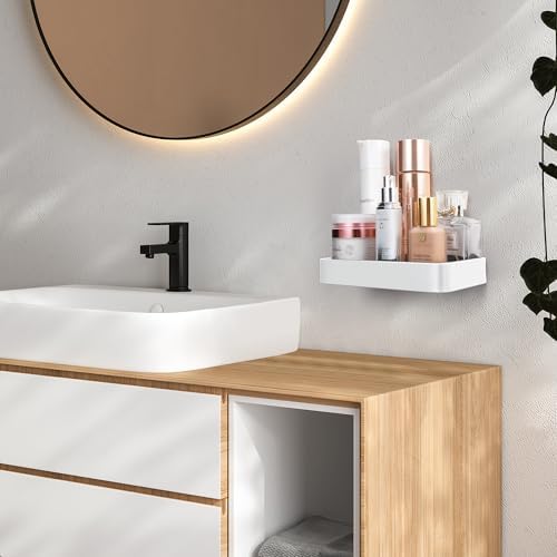 Z Metnal Small White Wall-Mounted Bathroom Organizer