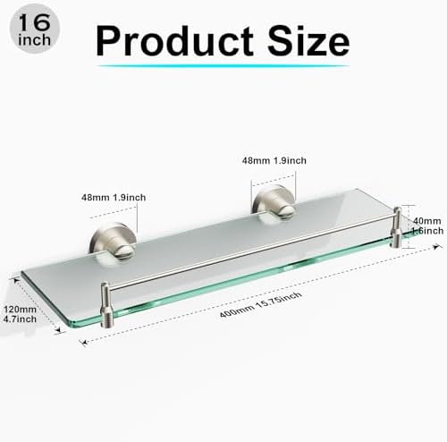 partyrealSturdy Floating Glass Shelves for Bathroom Storage Organization