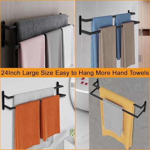 JIAPAIDUO Double Towel Bar 24Inch Stainless Steel Bath Towel Holder