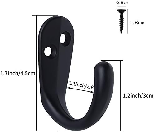 IBosins 15PCS Robe Hook Coat Hooks with Screws Black