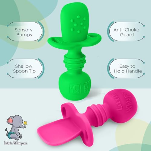 Little Whispers 4-Pack Neon Silicone Spoons for Babies Kids