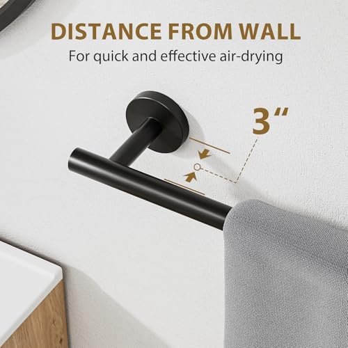 Matte Black Towel Bar 24-inch Hangers