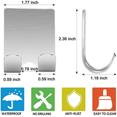 Razor Holder Hook Hanger Stand 2 Pack Self-Adhesive Stainless Steel