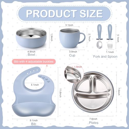 Nuogo 6-Piece Stainless Steel Kids Plates and Bowls Set