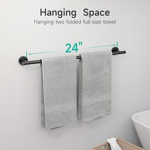 Modern Matte Black Towel Bar Space-Saving Bathroom Hardware for Daily Use