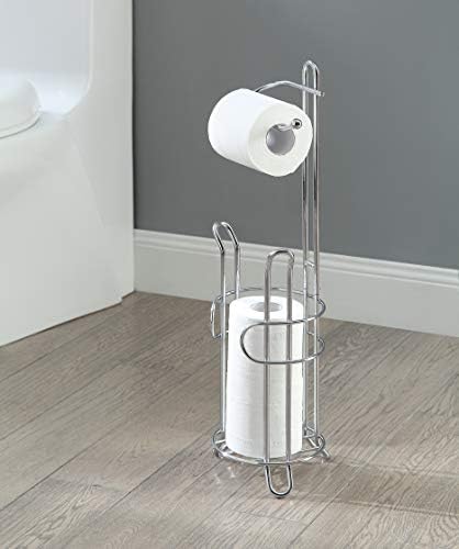 Sturdy Chrome Toilet Paper Holder with Reserve Space Durable Space-Saving