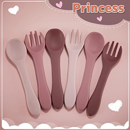 6-Piece Silicone Baby Feeding Forks and Spoons Set for Toddlers