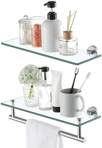 KES 16-Inch Tempered Glass Shelf Stainless Steel