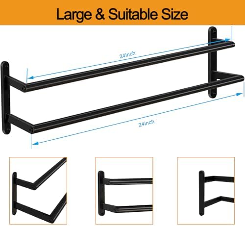 JIAPAIDUO Double Towel Bar 24Inch Stainless Steel Bath Towel Holder