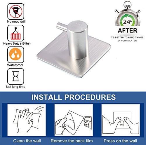 Fotosnow Heavy Duty Adhesive Hooks 4-Packs Stainless Steel