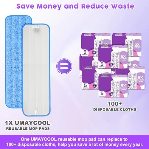 UMAYCOOL 6-Pack Reusable Mop Pads for Swiffer PowerMop