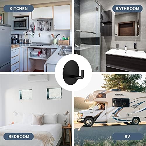 Sturdy Black Adhesive Wall Hooks Waterproof for Showers Bathrooms and More
