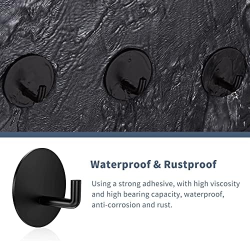 Sturdy Black Adhesive Wall Hooks Waterproof for Showers Bathrooms and More
