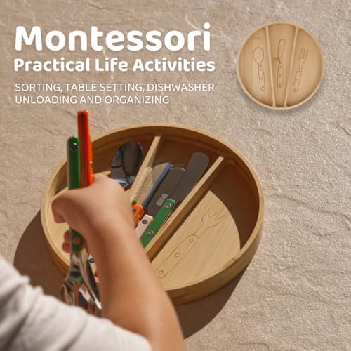 Stainless Steel Flatware Set with Bamboo Organizer for Kids