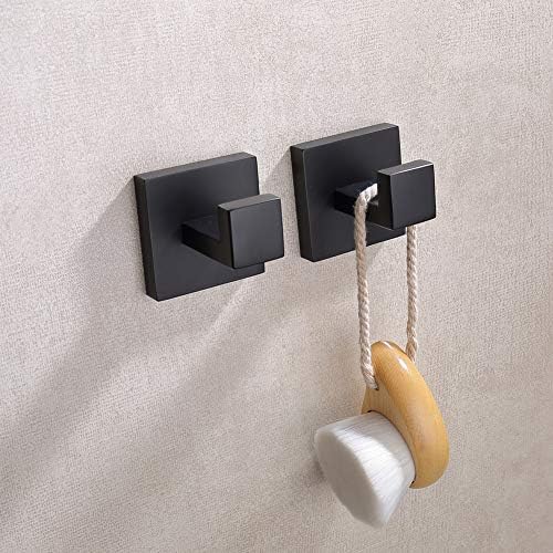TASTOS Rust-Resistant Bath Towel Hooks Stainless Steel 2-Pack Black