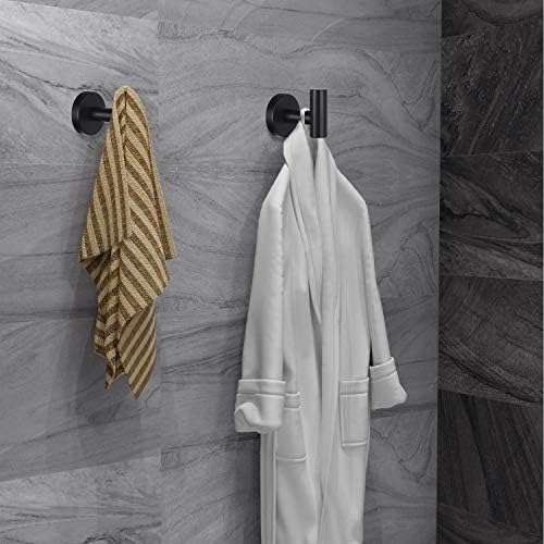 Homagic Stainless Steel Towel Hooks 4-Piece Set Black Durable Bathroom Closet Hangers