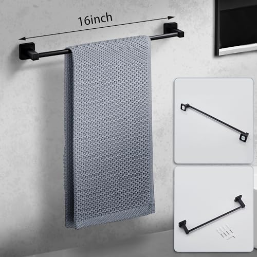 Matte Black 4-Piece Towel Set Durable Easy to Install Bathroom Accessories