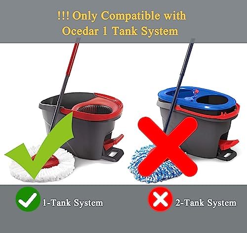 BulexReplacement Mop Heads for Ocedar EasyWring Spin Mop - Microfiber Machine Washable