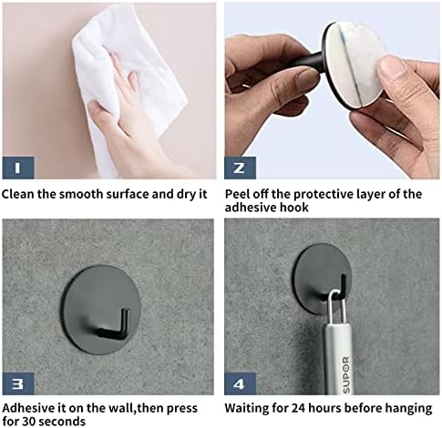 Sturdy Black Adhesive Wall Hooks Waterproof for Showers Bathrooms and More
