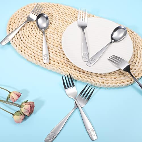 Pimoys 9-Piece Toddler Forks Kids Safe Flatware Set