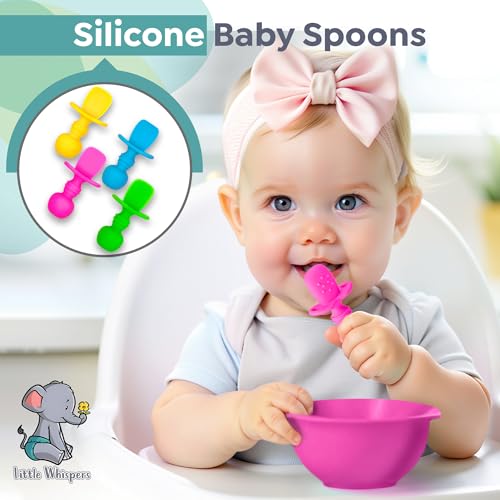 Little Whispers 4-Pack Neon Silicone Spoons for Babies Kids