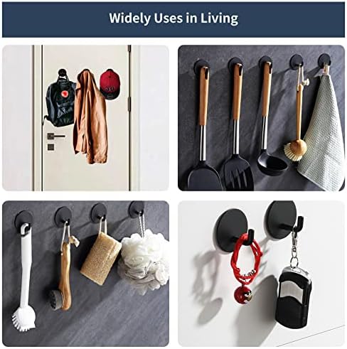 Sturdy Black Adhesive Wall Hooks Waterproof for Showers Bathrooms and More