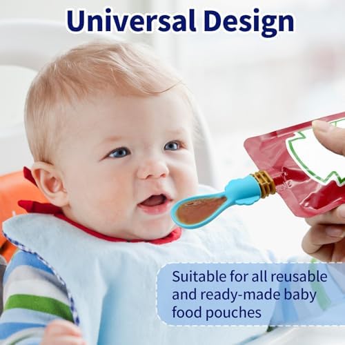 GuyemnatReusable Baby Food Pouches Silicone Squeeze Spoons