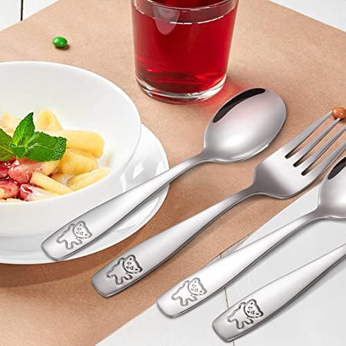 Pimoys 6-Piece Toddler Flatware Set Stainless Steel Silverware for Kids