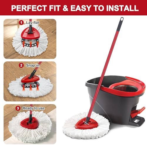 4-Pack Mop Heads Replacement for O-Ceda Easy Wrin Spin Mop