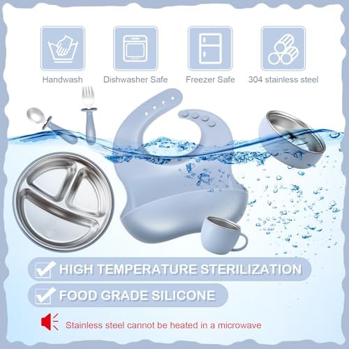 Nuogo 6-Piece Stainless Steel Kids Plates and Bowls Set