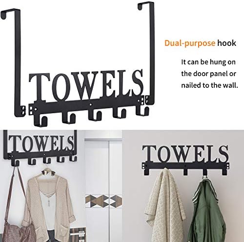 Over the Door Towel Hook Black Sandblasted Door Mount Towel Holder