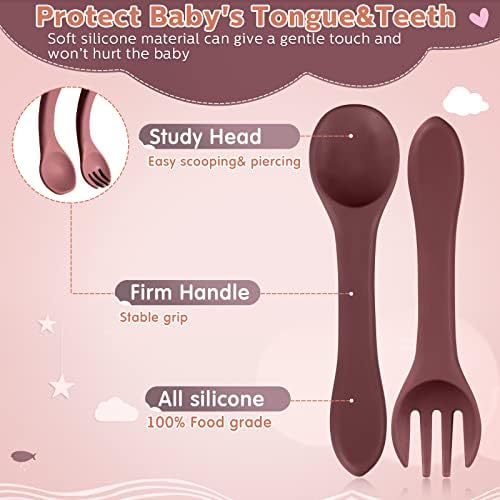 6-Piece Silicone Baby Feeding Forks and Spoons Set for Toddlers