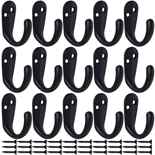 IBosins 15PCS Robe Hook Coat Hooks with Screws Black