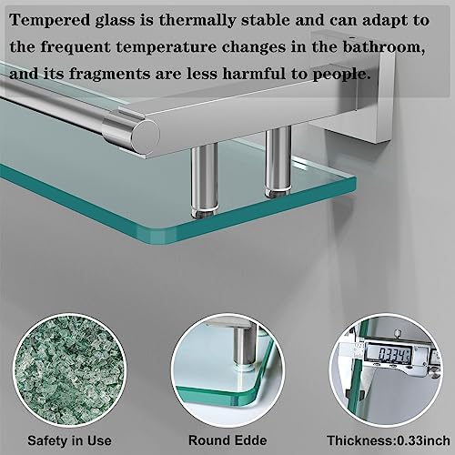 SFGSOWOR 20 Tempered Glass Bathroom Shelf
