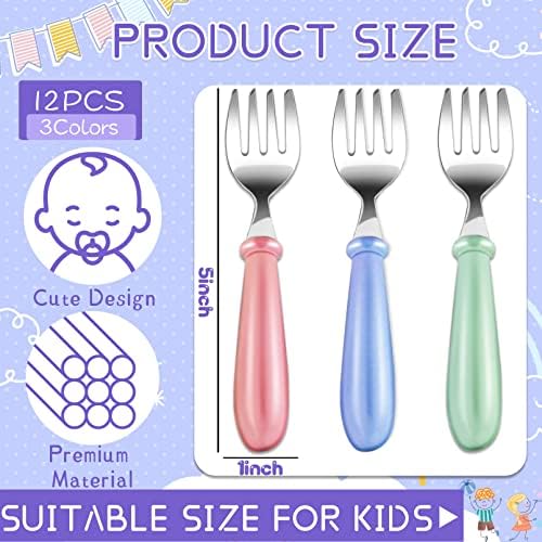 12PCS Toddler Forks BPA Free Stainless Steel Kids Cutlery