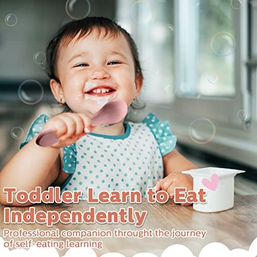 6-Piece Silicone Baby Feeding Forks and Spoons Set for Toddlers