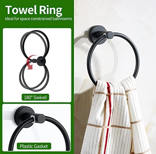 Sturdy Modern 10-Piece Bathroom Towel Holder Set Black